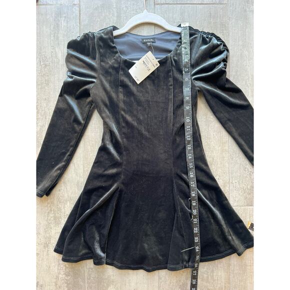 ZUNIE Kids Shirred Puff Sleeve Dress Big Girl Velvet Velour Swing Twist Gray 7 - Picture 5 of 8